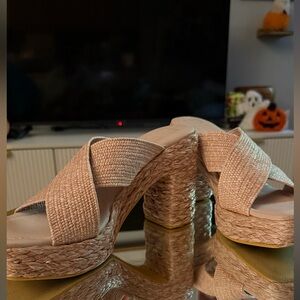 Baby Pink Woven Platform Heels